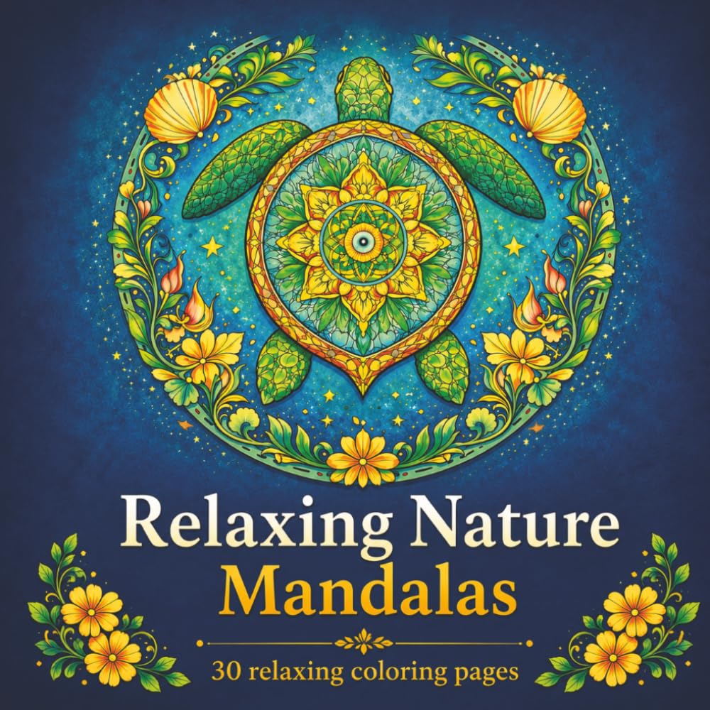 Relaxing Nature Mandalas: Stress Relieving Mandala, Anxiety Relief Coloring Pages For Adult