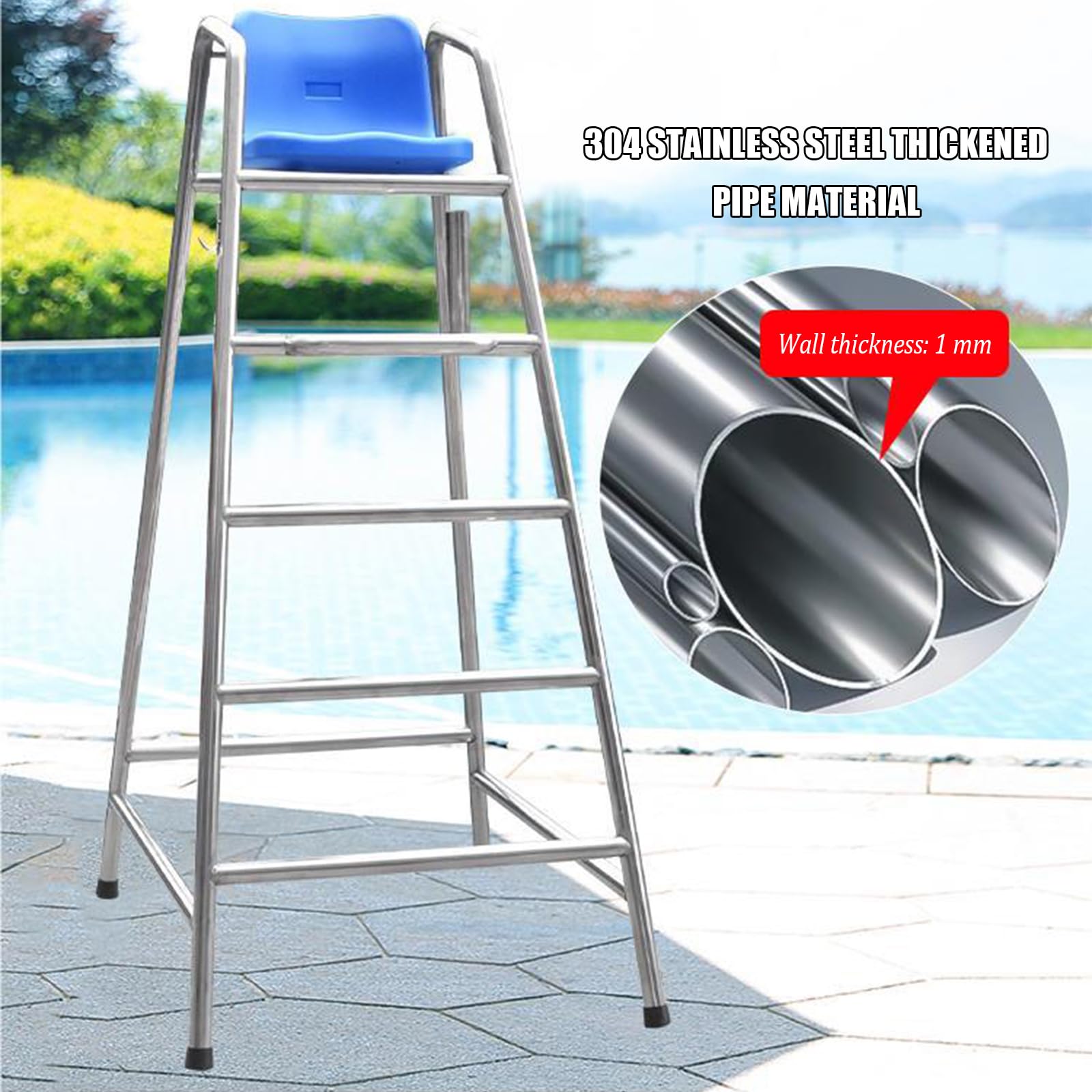 Sedia per Guardie Spiaggia, Alta Postazione di Osservazione per Piscine e Parchi Acquatici, Supporto per Visione Interno/Esterno