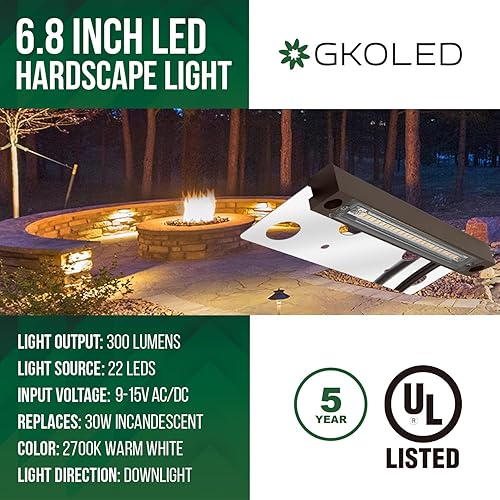 Miniatura 2 de GKOLED Luz LED Hardscape con certificación UL, luces de pared de contención, chips LED integrados de 2700 K de 6.8 pulgadas, luz de pared de