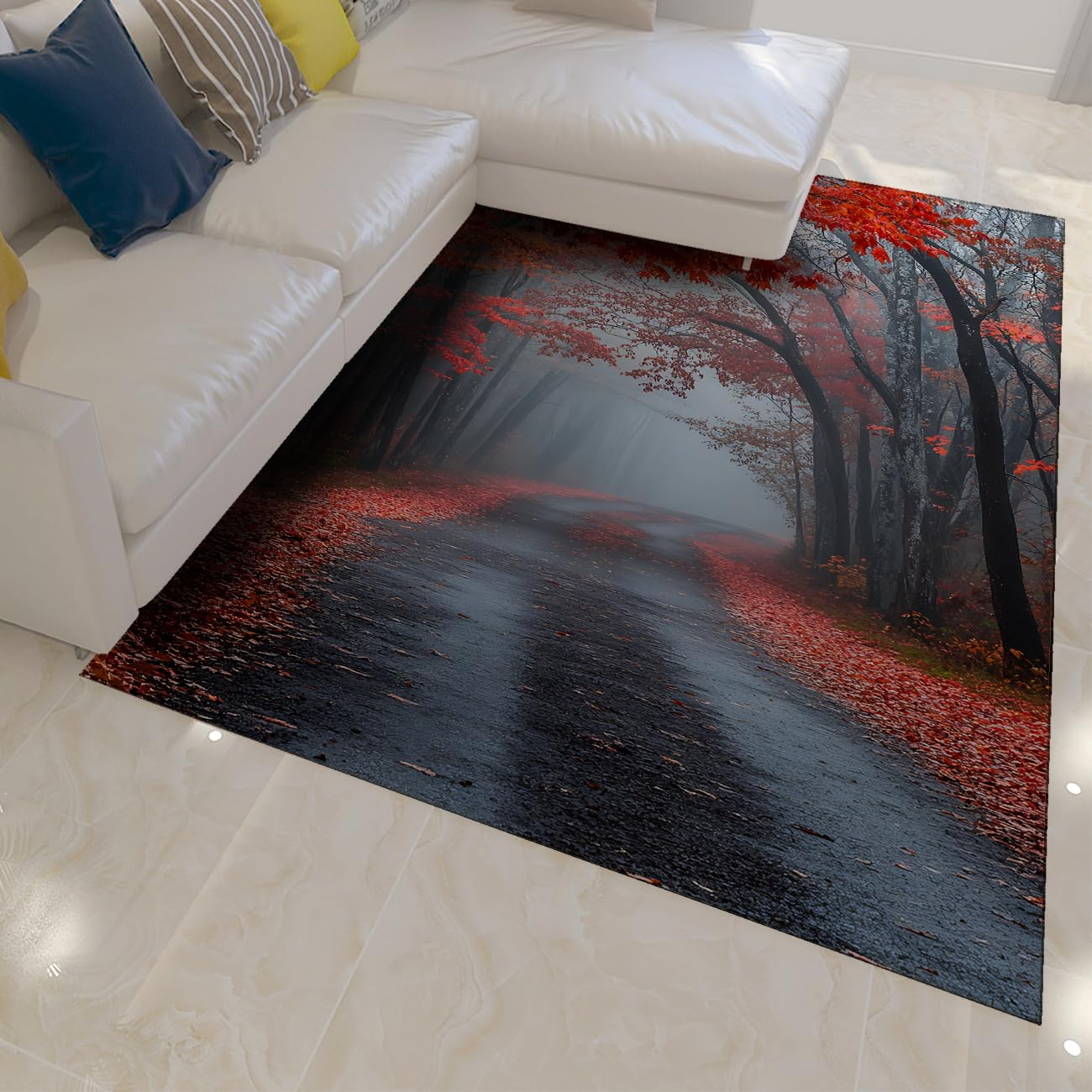 Tapis forestier rectangulaire anti-tache à poils bas facile à laver