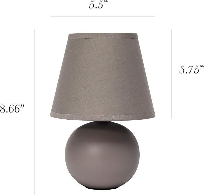 Simple Designs Simple Designs LT2008-GRY Mini Ceramic Globe Table Lamp with Matching Fabric Shade, Gray 5.51 x 5.51 x 8.66 photo 3