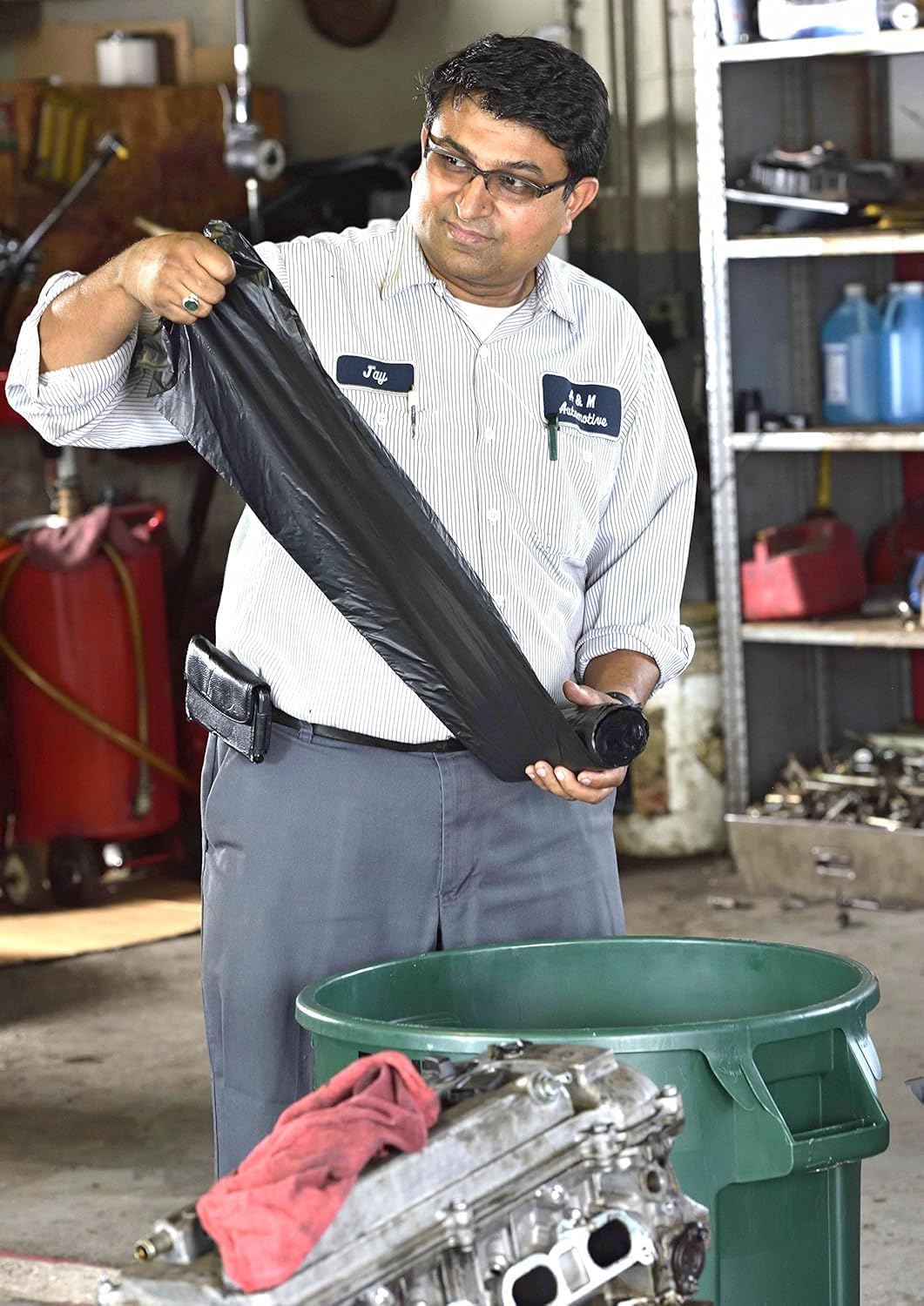 Aluf Plastics Bolsas de basura de alta densidad, 16 galones, 1000 unidades con tecnología BioFlex, 8 micras (eq), 24 x 33 pulgadas, color negro, para baño, oficina, industrial, comercial