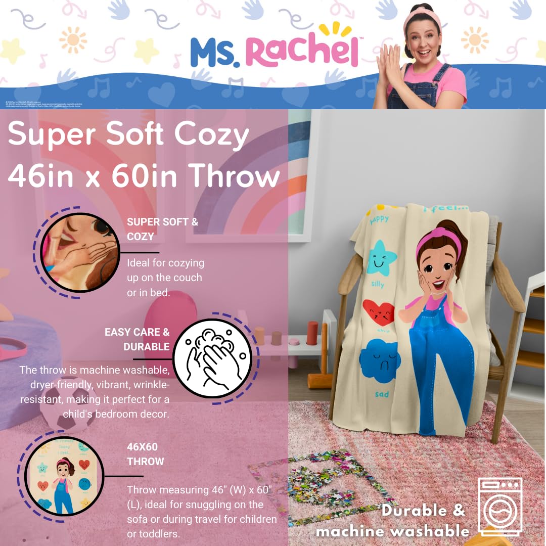 Franco Ms. Rachel Educational Adventures Bedding Super Soft Cozy Throw, 46 in x 60 in, (Officially Licensed Product) Kids