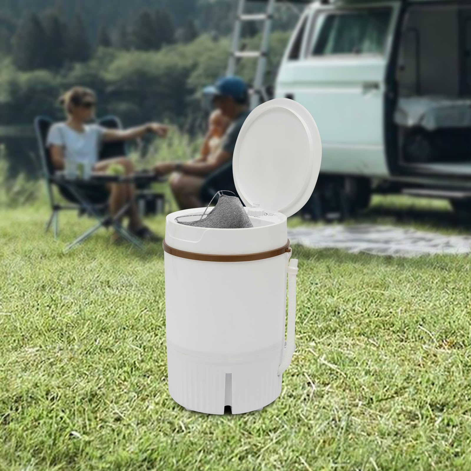 Mini Waschmaschine mit Schleuder, Tragbare Camping Waschautomat Bis 4.5l, Reisewaschmaschine mit Abtropfkorb, 31 * 30 * 47cm, Auf Reisen, In Einem Haus, Einem Schlafsaal (Weiß)
