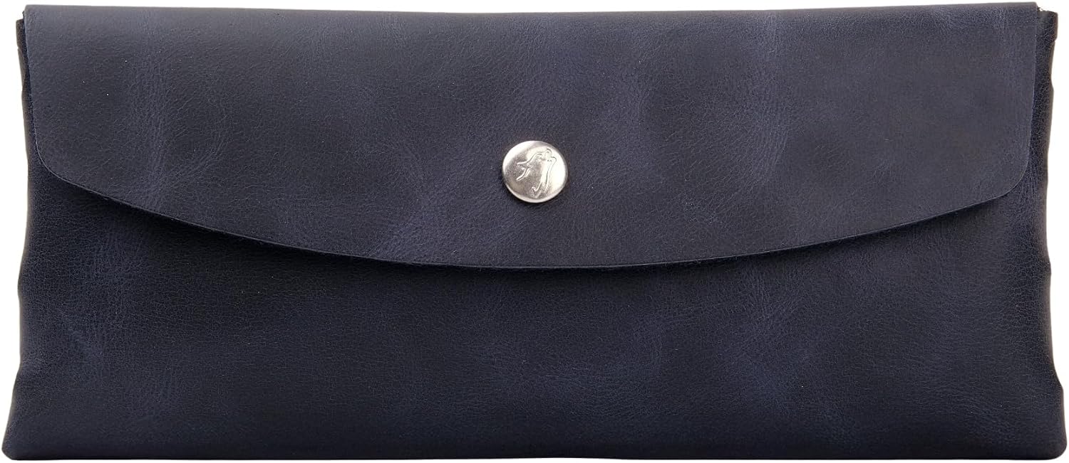 Handmade Leather Traveler Wallet – Genuine Leather Wallet for Women & Men, Small Leather Wallet, Leather Bag Organizer (Dark Navy Blue)