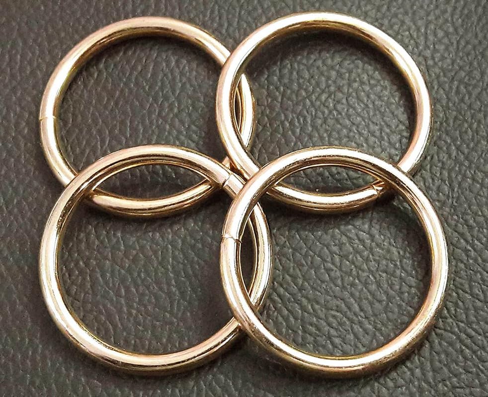 Metal Ring Golden Colour Pack of 4 for Bag Handle, Parrots/Birds Cage, Craft and DIY Projects Unwelded Dia 1.5 inches-image-34