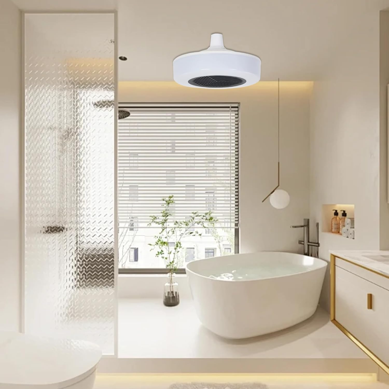 Ceiling LED Bathroom Heater Fan Light Combo with Remote, Built-in Heating & Lighting for Home Bathroom