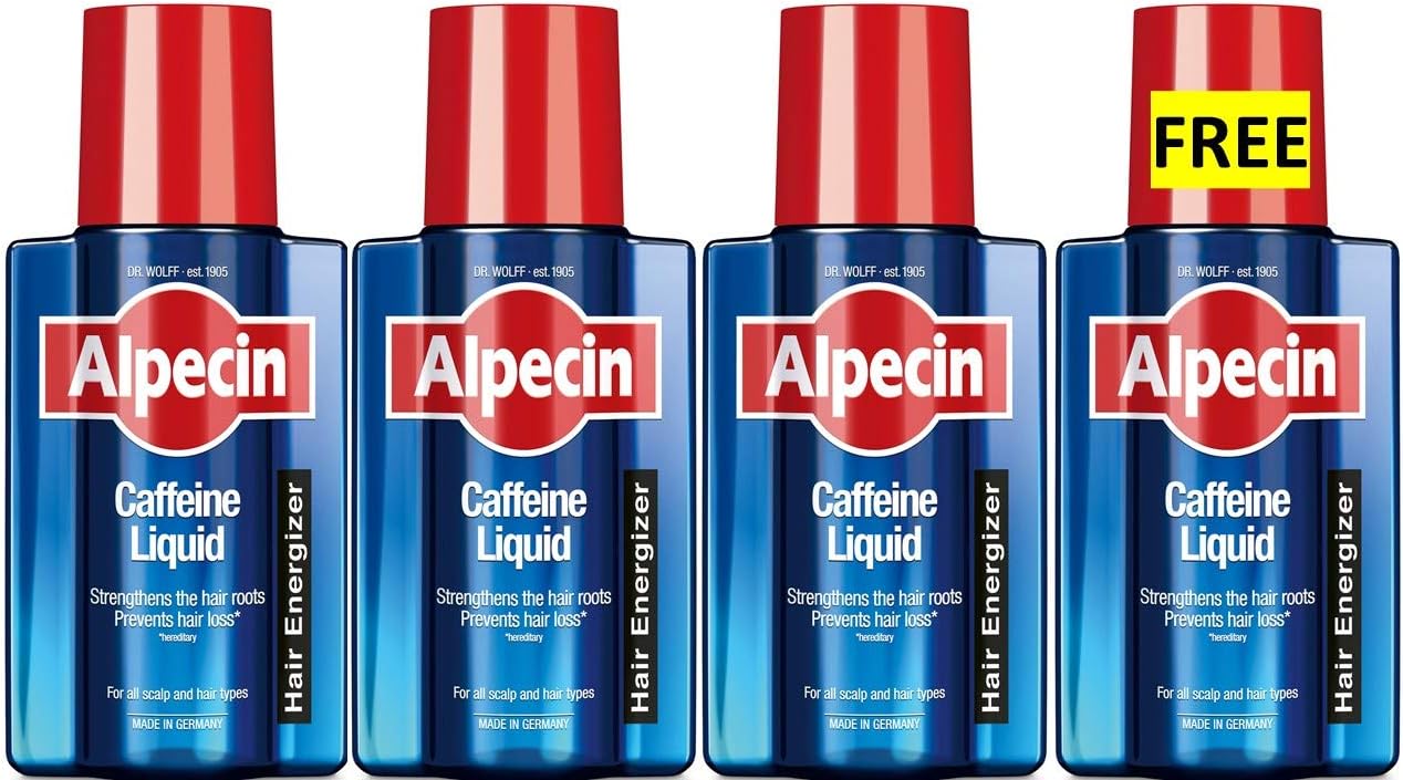 Caffeine Liquid Scalp Tonic 4x 200ml | Hair Growth and Fall Prevention | Strengthens Roots, Reduces Loss | Energizer and Vitalizer for Hair Gain