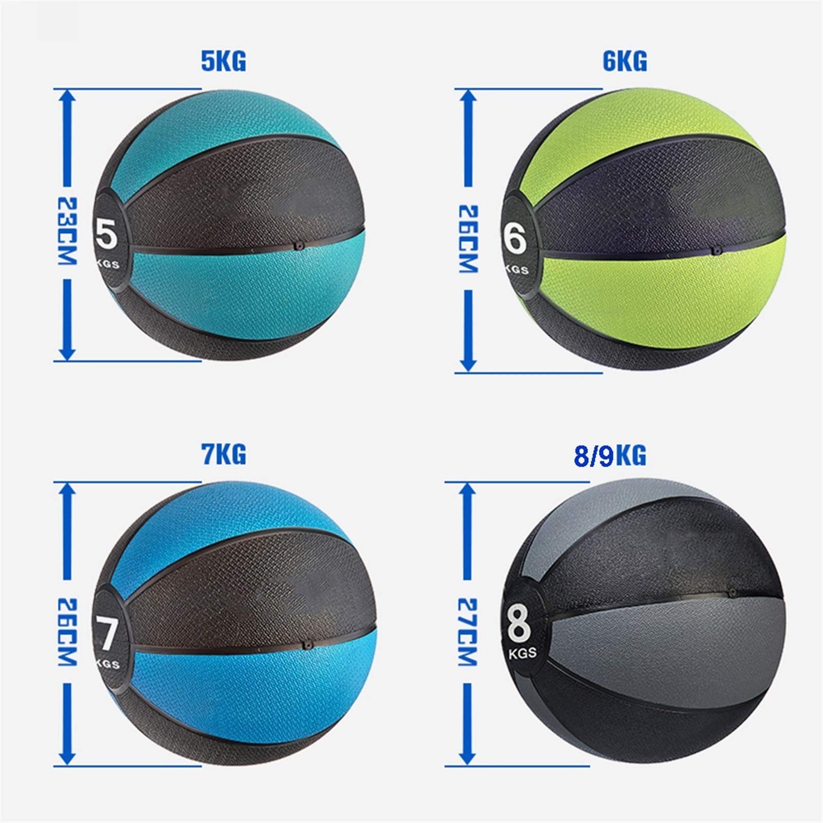 Palle mediche Medicine Ball, Gomma Elastica Pallone for Fitness, Attrezzature for Il Fitness Studio di Yoga Palestra, 2kg / 3kg / 4kg / 5kg / 6 kg / 7 kg / 9kg (Size : 5kg/11lb)