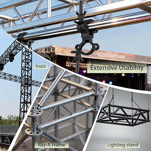 Vista 20 de Lighting Truss - Abrazaderas de acoplador giratorio para luces, abrazadera O de doble cabezal de liberación rápida, abrazadera de tubo giratorio