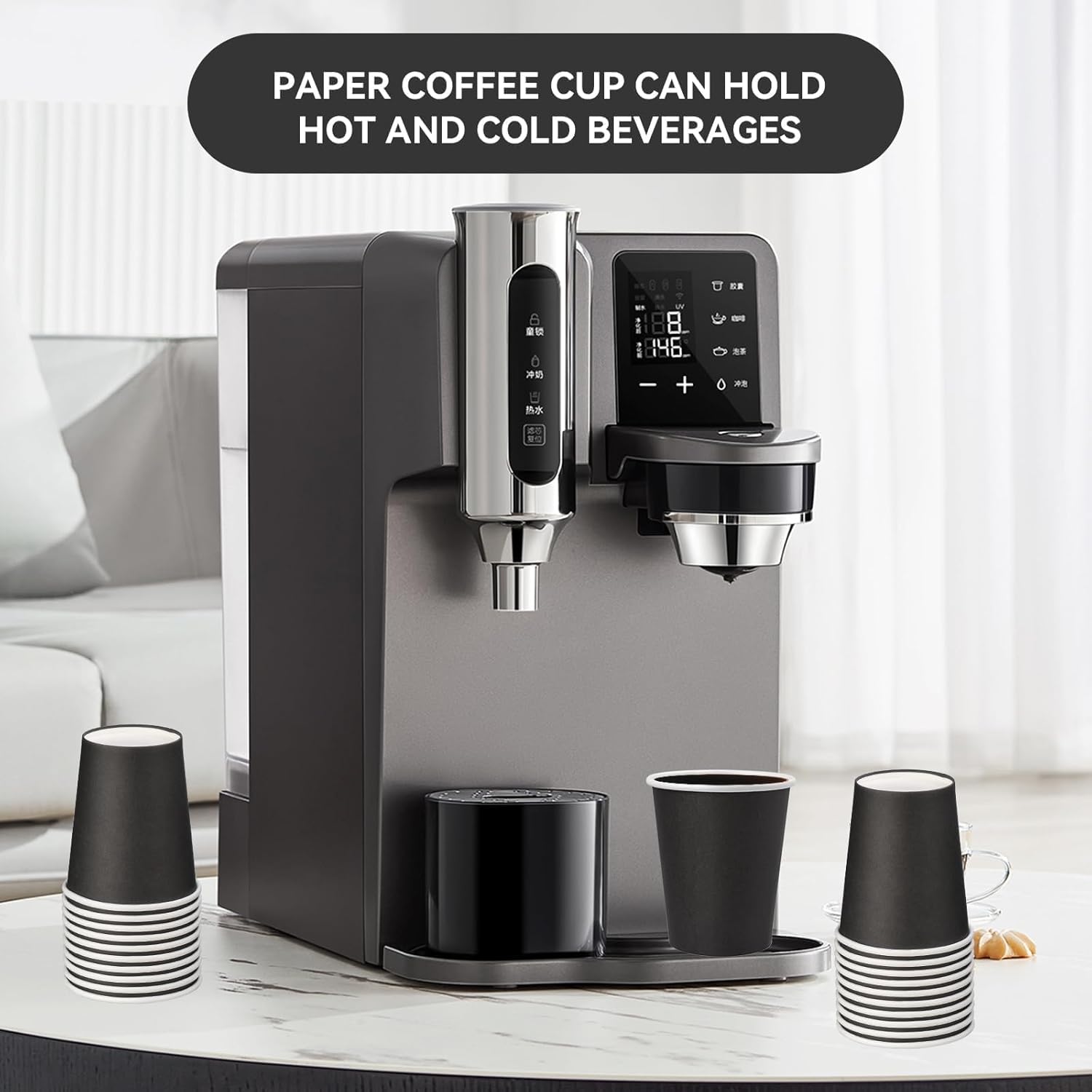 50 Pack 8 oz Disposable Paper Cups, Black Paper Coffee Cups, Hot/Cold Beverage Cups for Offices, Home Kitchens, Coffee Shops (Black) - Image 6