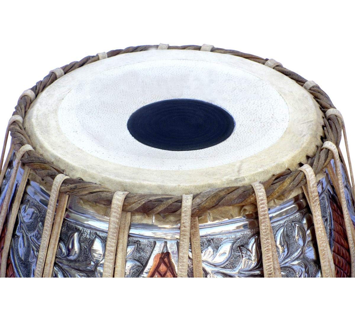 FASHERATI MUSICALS Zestaw perkusyjny Tabla, jakość koncertowa, 4,5 kg, miedziany Bayan, podwójny kolor, Sheesham Dayan Tuneable Tabla, instrument muzyczny z torbą i poduszką