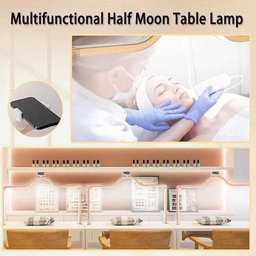 Miniatura 6 de KEDAO Luz de uñas para escritorio, luz de media luna para escritorio de uñas, lámpara de mesa LED plegable de 34 pulgadas, manicura para mesa,