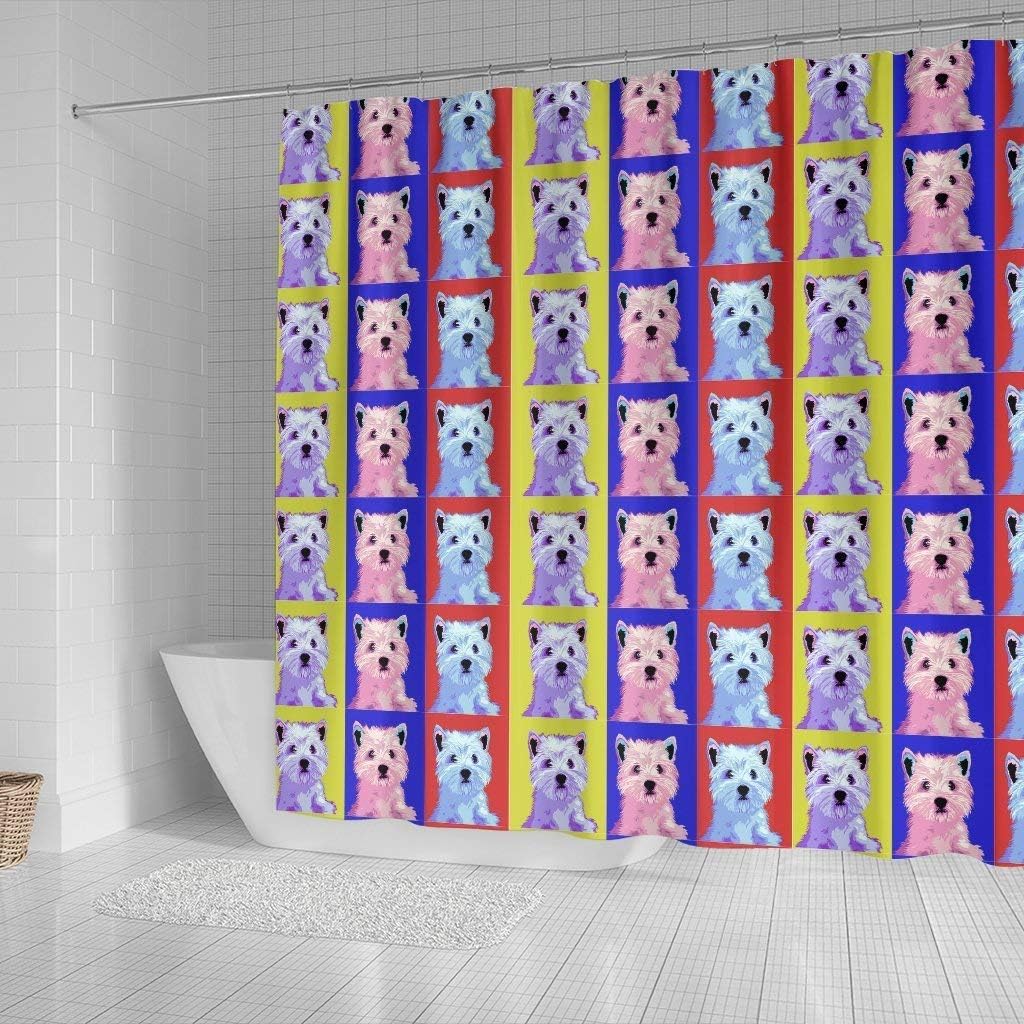 Westie Colorful Pattern Print Shower Curtains