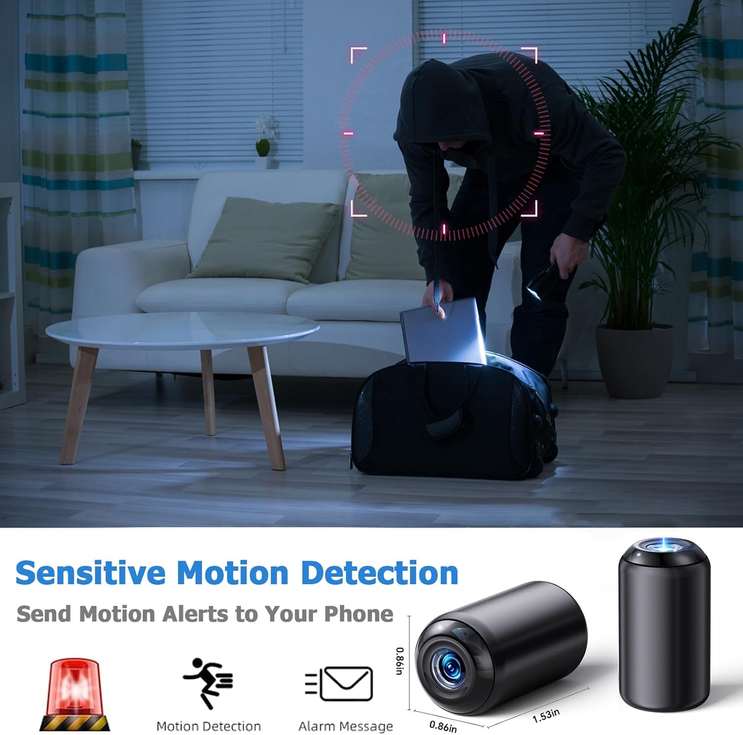 Mini Nanny Hidden Camera Wireless WiFi, Only 0.86 Inch Small Security Cameras Indoor Outdoor Spy Cam Micro Cam with Night Vision Motion Detection for Home Security, Room, Pet, Baby