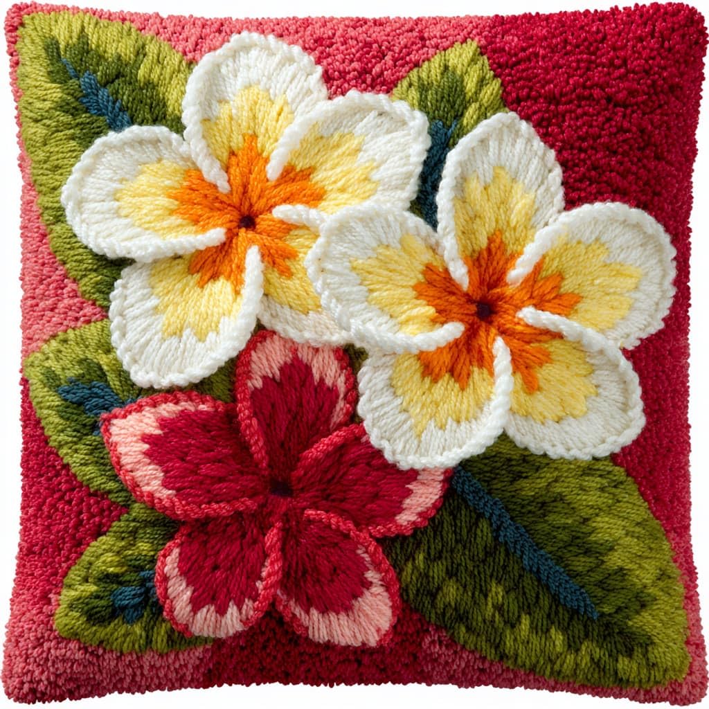 WallustrioaW Latch Hook Cushion Kits,Frangipani