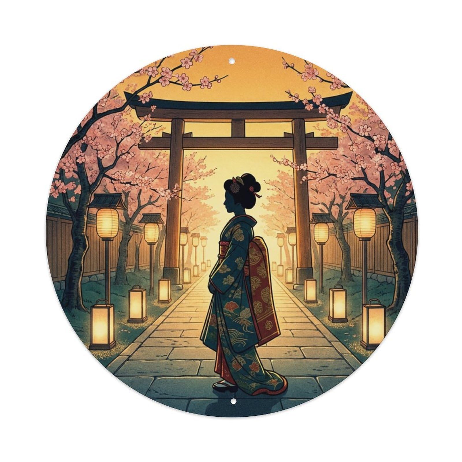 Fqnyr Style Metal Tin Sign Japanese Geisha Anticipation Waiting Encounter Hope