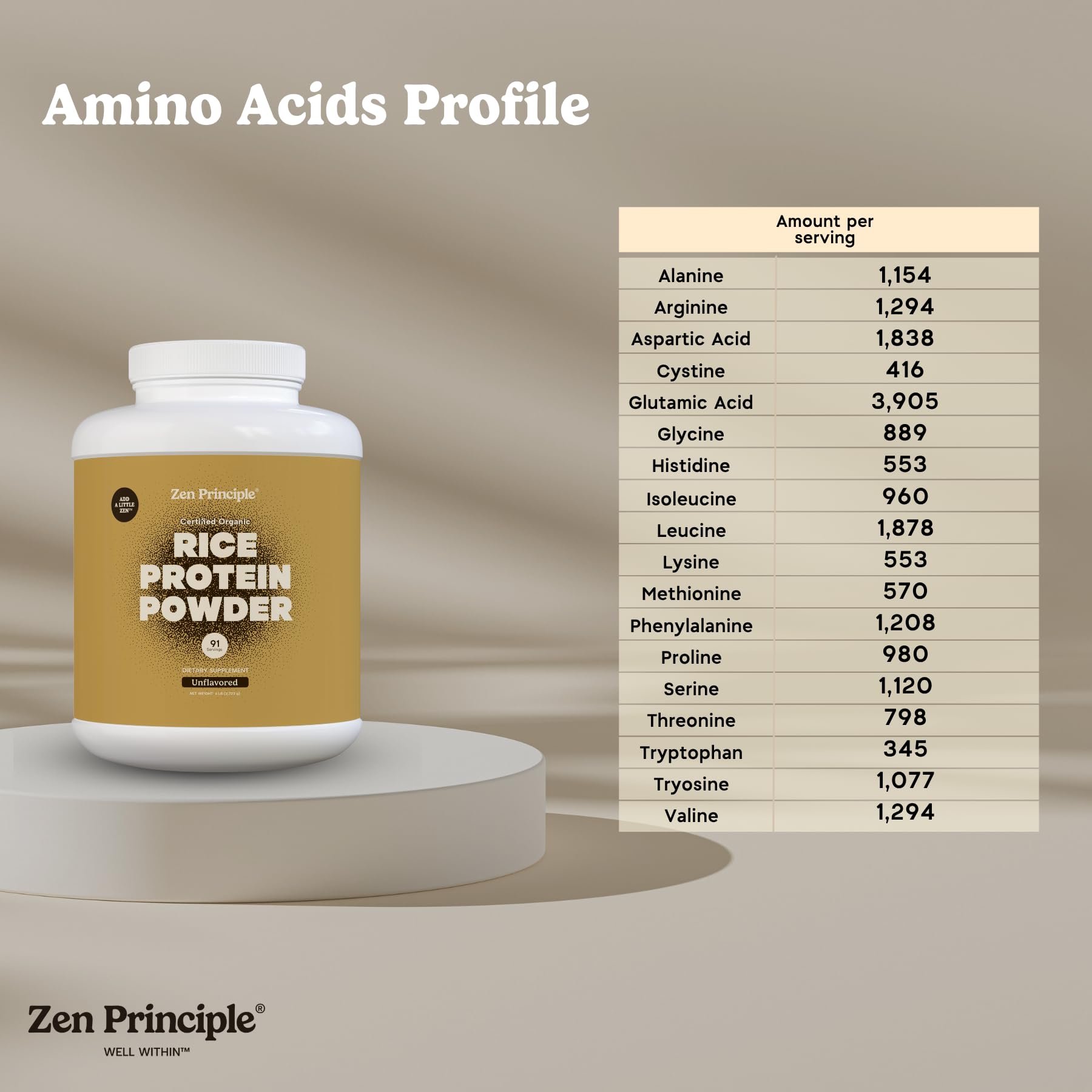 Zen Principle Organic Brown Rice Protein 6 LB. USDA Certified Organic. Unflavored. Non-GMO. Vegan. — Amazon image 3