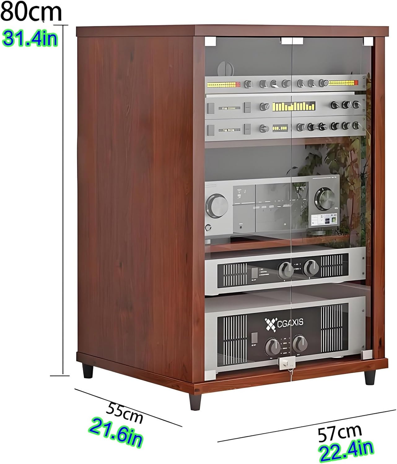 Media Storage Cabinet,Audio Video Media Stand Cabine,Modern AV Cabinet,AV Rack Gaming Cabinet,AV Stereo Cabinet,Movable Media Storage Cabinet,Media Cabinet with Glass Door,Stereo Cabinet(Brown,57x55x8