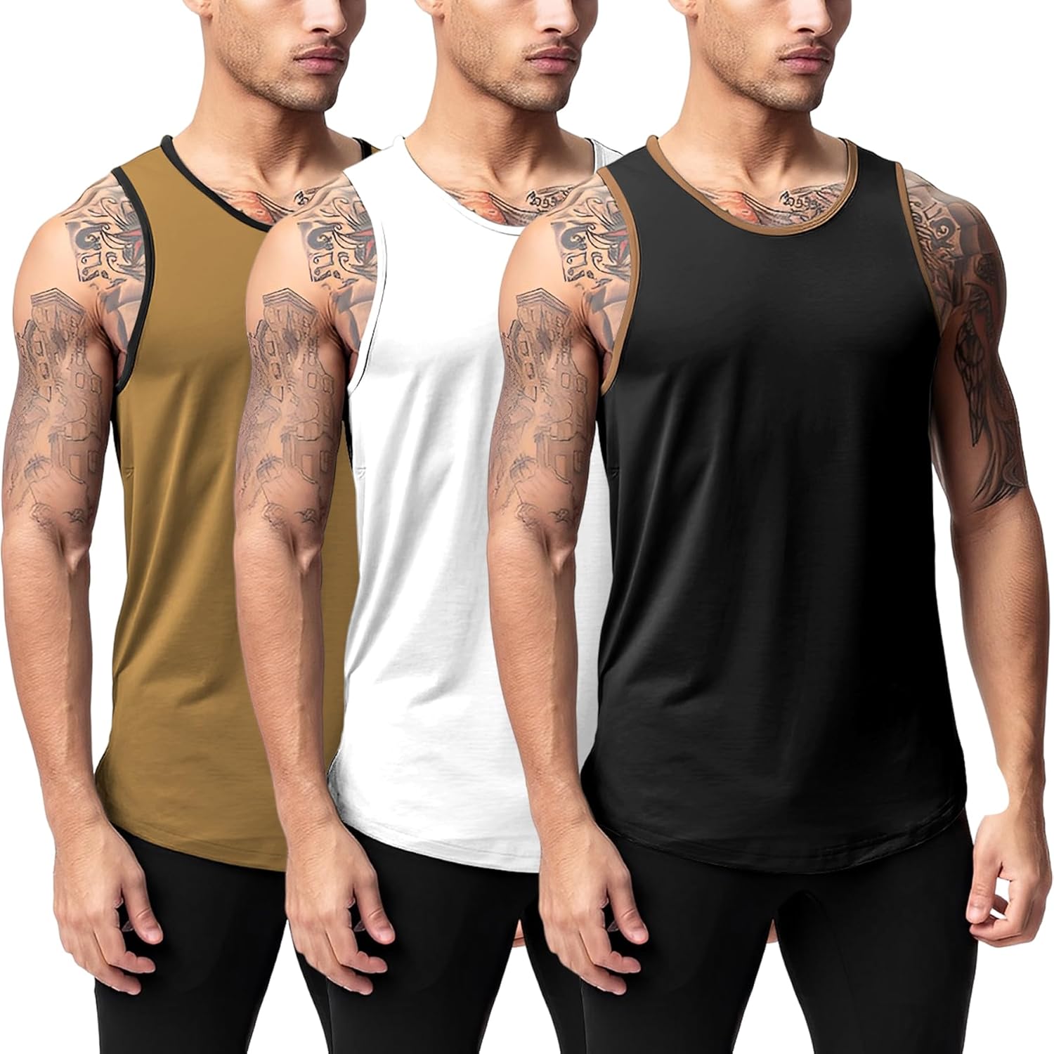 JIHUILAI Men’s Athletic Quick Dry Workout Sport Muscle Tees Soft Bodybuilding Gym Jogging Tank Tops Sleeveless Shirts