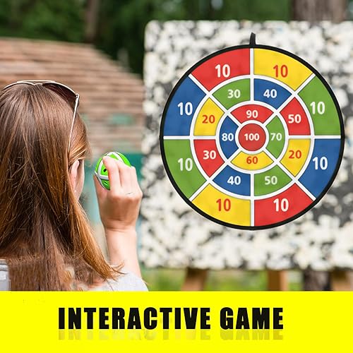 Miniatura 5 de Tablero de dardos grande para niños, tablero de dardos para niños de 29 pulgadas con bolas adhesivas, para interioresdeportes al aire libre, fiesta,