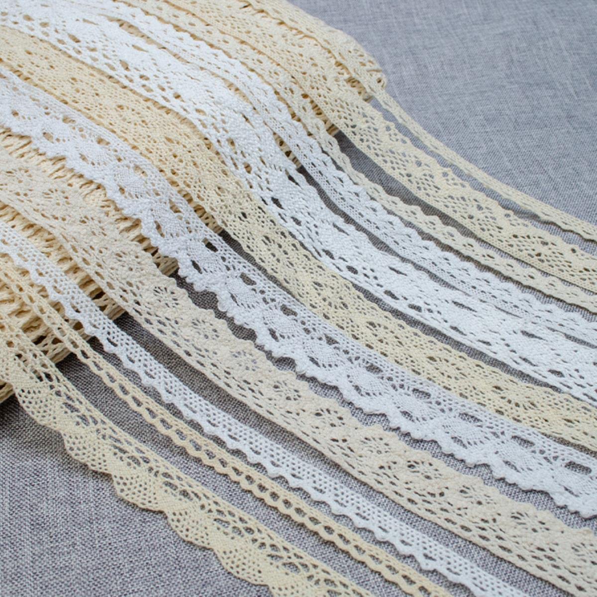 Nastro in pizzo di cotone da 2 metri, tessuto vintage bianco beige, pizzo all'uncinetto, decorazioni per matrimoni, confezione regalo, fornure artigianali per cuco fai da te  15