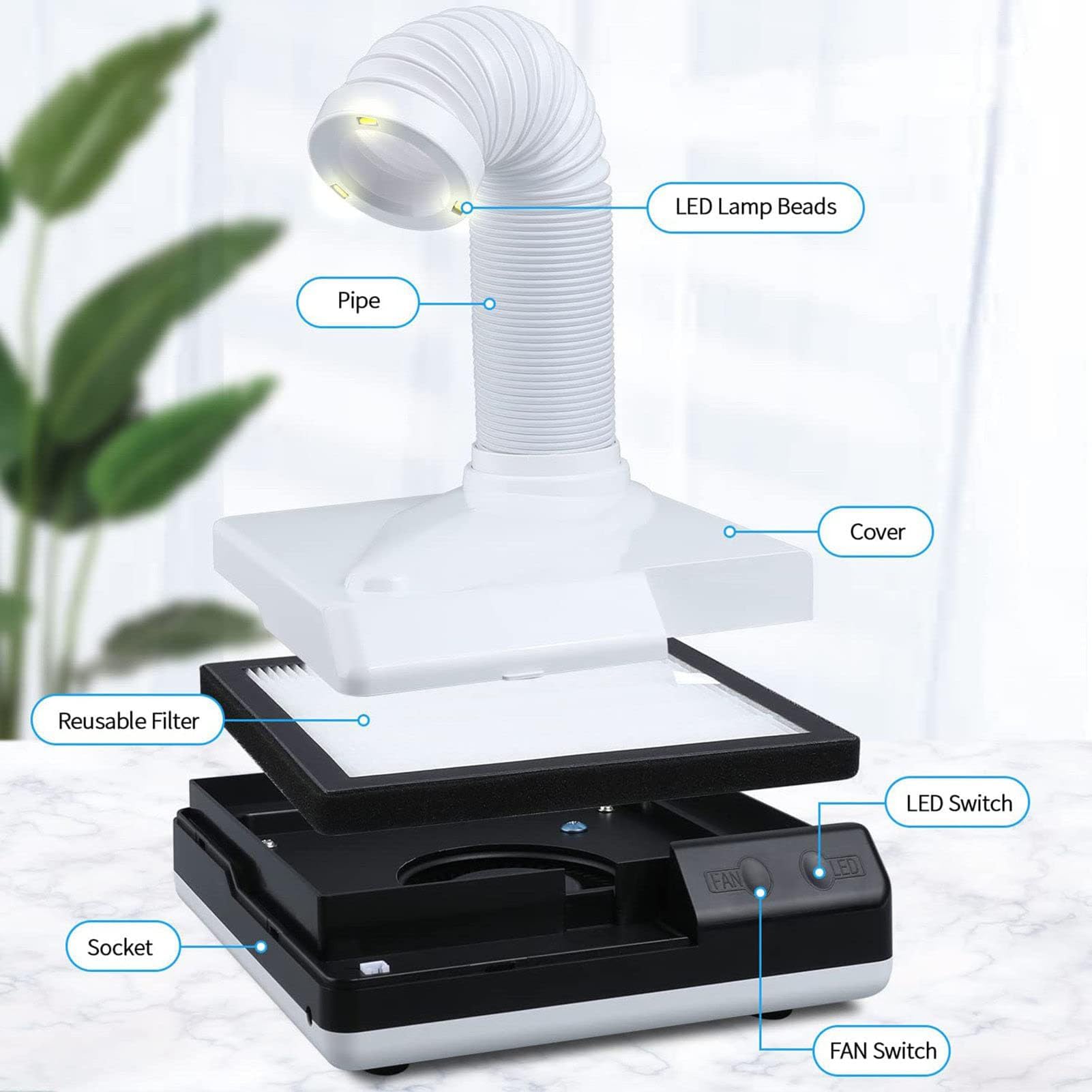 SenhE Aspirateur Dentaire de Table, Collecteur de Poussière Dentaire 60 W, avec Équipement D'outils Dentaires LED, Aspirateur de Meulage Oral, Collecteur de Poussière de Bureau