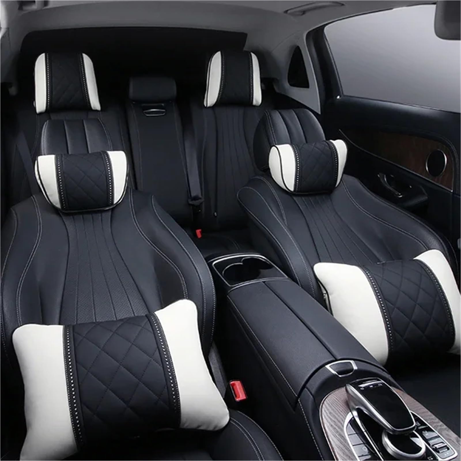 POQUWJDA Car Seat Neck Coussin de Nuque pour Voiture, Compatible avec Mercedes, Benz, Maybach, Classe S, Appui-tête, Coussin Soutien pour siège arrière Sleeping Headrest(White)