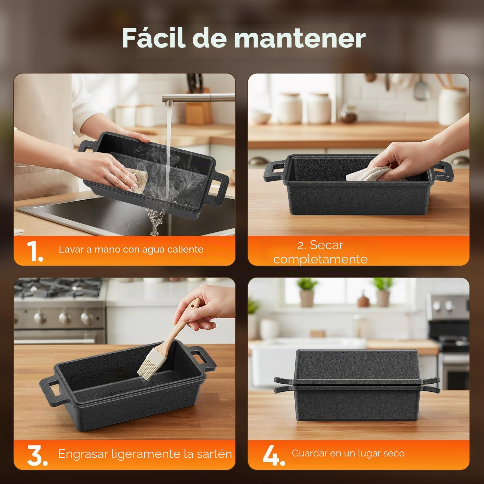 Molde para pan con tapa, olla de hierro fundido, ideal como molde para pan, accesorios de pan, pan y pastel, acero antiadherente bicapa sin PFAS -32 x 13 cm