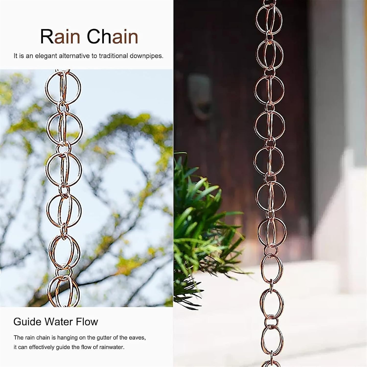 łańcuch deszczowy, Metalowa dekoracyjna, wisząca zawieszka ogrodowa do domu, ogrodu, patio(1m/3ft)