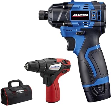 ACDelco G12 Series 12V Cordless Combo Kit, Brushless 1/4" Impact Driver 125 ft-lbs & 3/8" Drill Driver 265 in-lbs, 4-Mode Control, 1 2.0Ah Battery & Charger, 2-Tool Kit, ARI12185-K2