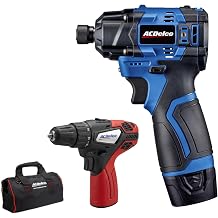 ACDelco G12 Series 12V Cordless Combo Kit, Brushless 1/4" Impact Driver 125 ft-lbs & 3/8" Drill Driver 265 in-lbs, 4-Mode Control, 1 2.0Ah Battery & Charger, 2-Tool Kit, ARI12185-K2