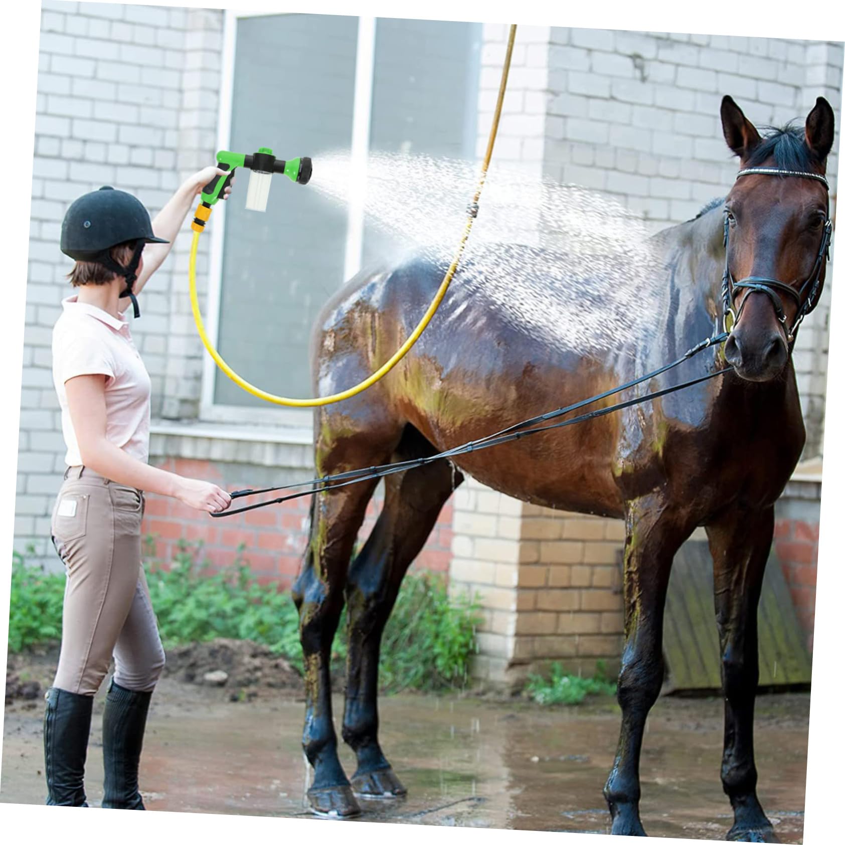 Alasum 1Set Garden Soft Hose Nozzle for Dog Washing Multifunctional Sprayer with Flow Ergonomic Grip and Connectors for Various Hose for Pet Bathing and Garden Care