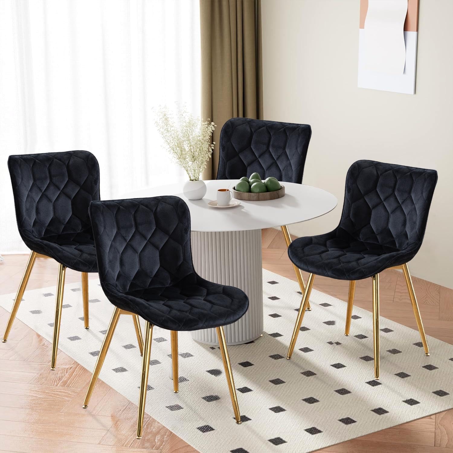 Amazon.com - WQSLHX Velvet Kitchen Dining Chairs Set of 4, Modern ...