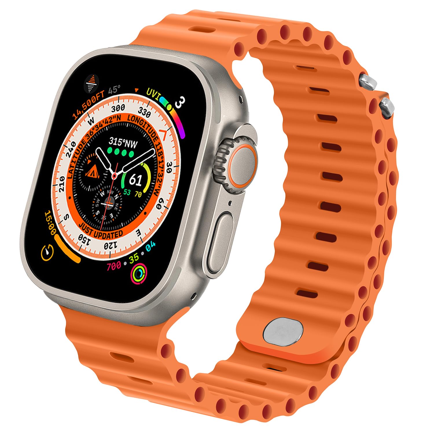 Anlinser Bands Compatible with Apple Watch Band 49mm 45mm 44mm 42mm, Adjustable Sport Loop Designed for Apple Watch Ultra 2/Ultra SE Series 9 8 7 6 5 4 3 (Orange)