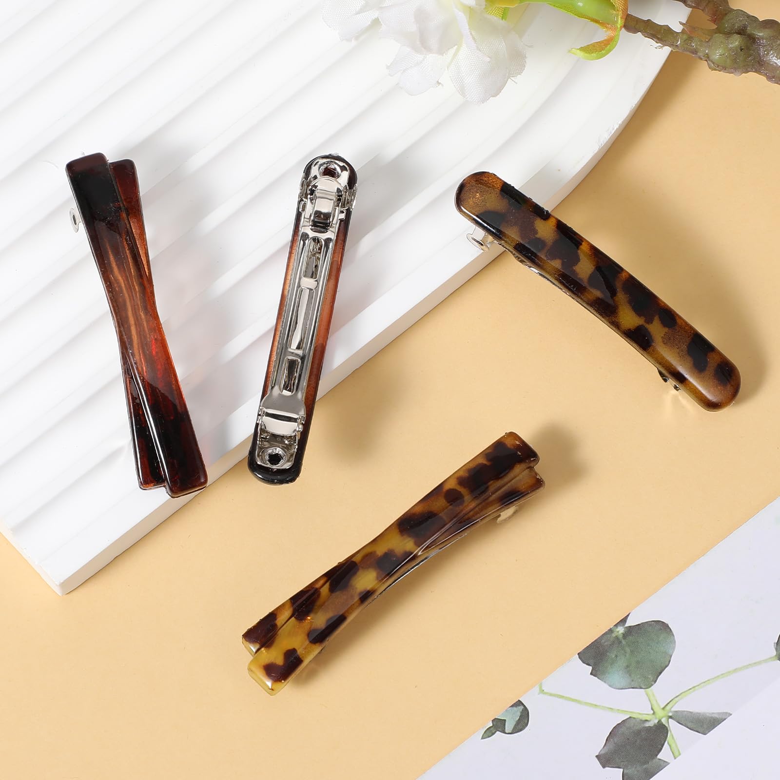 ? ChaneI Tortoise Shell Hold Tone Spell Out Hair Clip Barrett Accessory Tortoise Shell French Barrette | Acetate Ponytail Hair Clip  main image 3