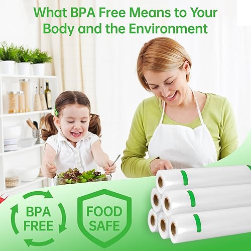 Miniatura 2 de L'ELEF MISTICO Bolsas selladoras al vacío para alimentos, 11 x 20 pies (3 rollos) sin BPA, bolsas de almacenamiento al vacío para sellador, bolsas