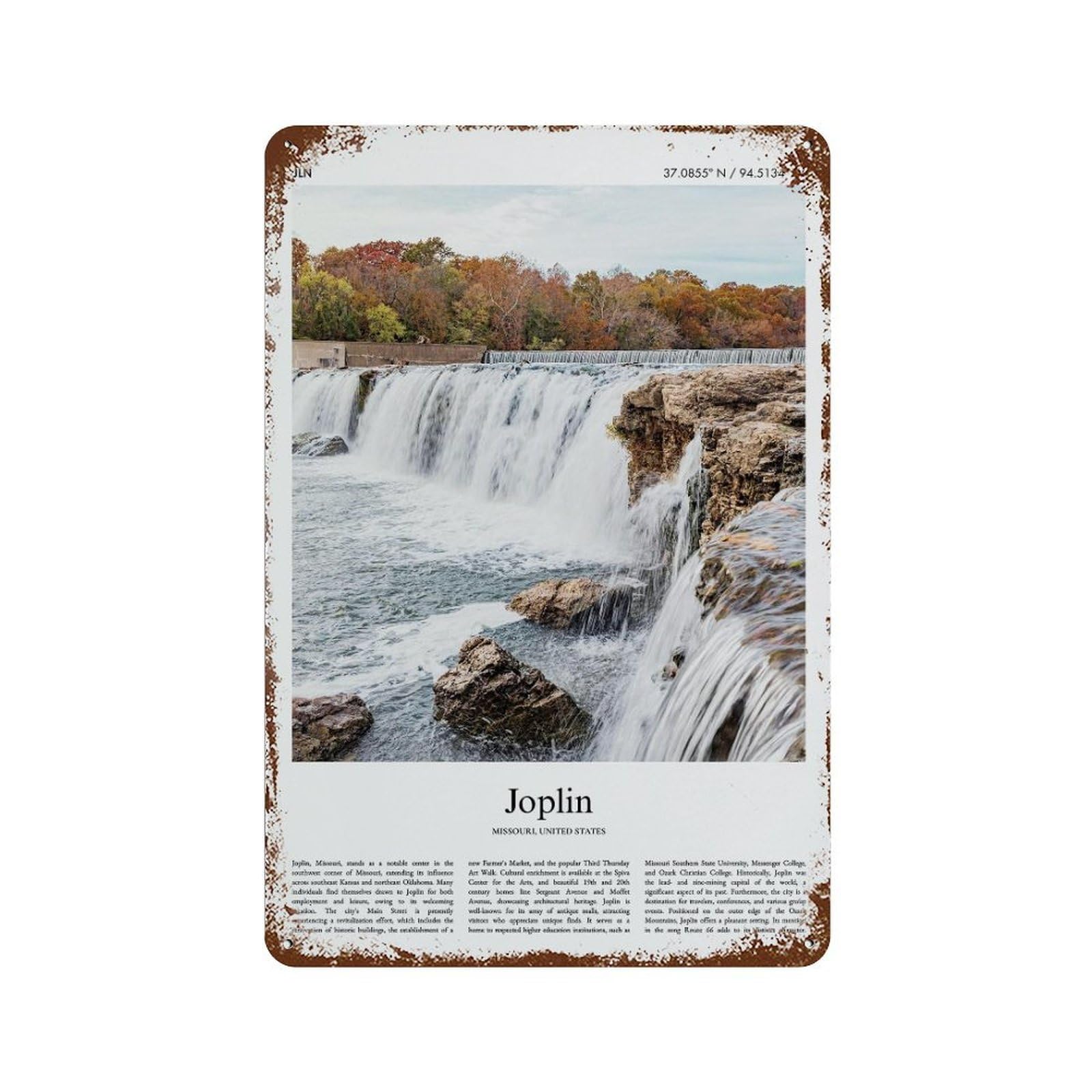 xiaoxiaoshen Joplin Missouri, United States, USA City Scenery Wall Decor Art Metal Tin Poster Modern Home Decor Art Home Bar Shop Decorations Vintage Sign 30x20cm