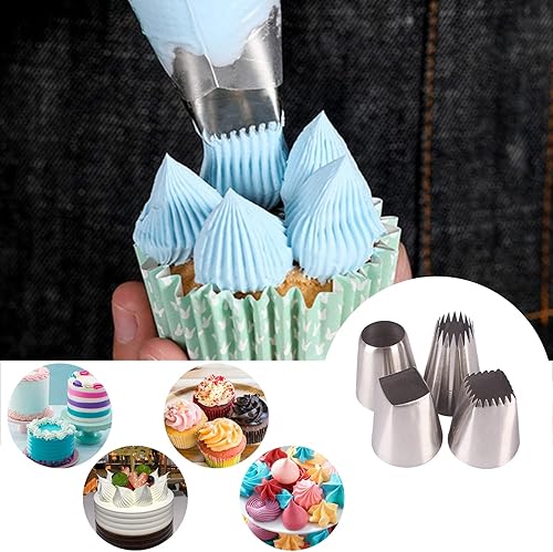 Miniatura 2 de Hendiy Juego de decoración de pasteles redondos cuadrados grandes, boquillas, puntas de tuberías para pastelería, cupcakes, pasteles, galletas