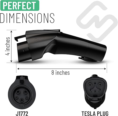 Miniatura 3 de NIVION Adaptador de carga Tesla a J1772 de 80 A  250 V para J1772 EVs y PHEVs  Bloqueo anticaída, compatible con conectores Tesla de alta potencia,