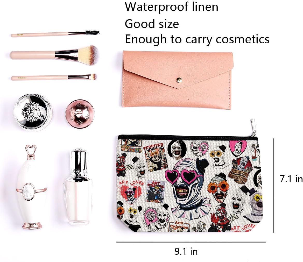 Scary Clown Cosmetic Bag Small Makeup Bag Horror Movie Lover Gifts for Women Girls Horror Film Lovers Fans Travel Toiletry Makeup Organizer Zipper Pouch - Image 2
