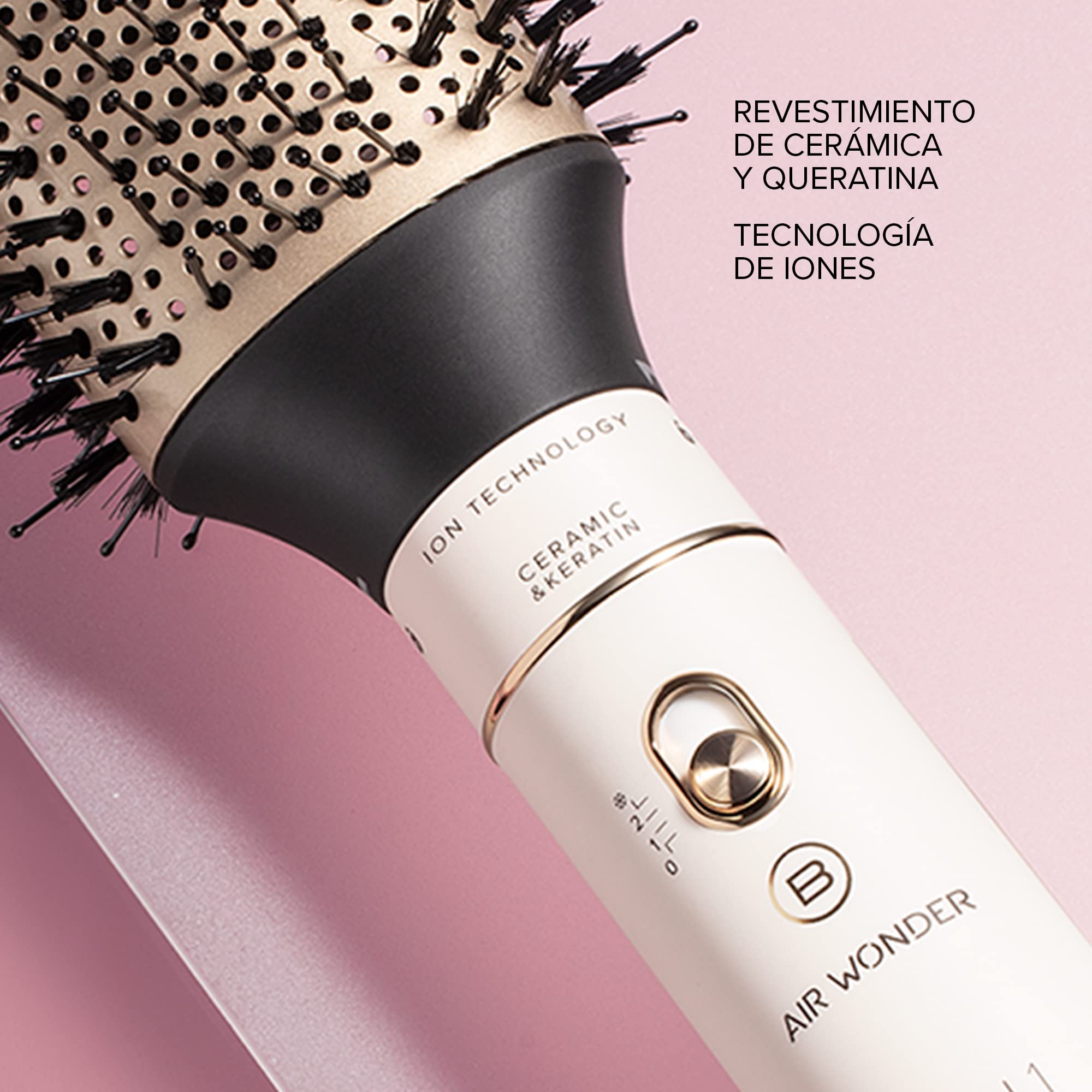 Bellissima Imetec Air Wonder Moldeador Cepillo de aire caliente 1000 W 8 Accesorios Blanco Satinado