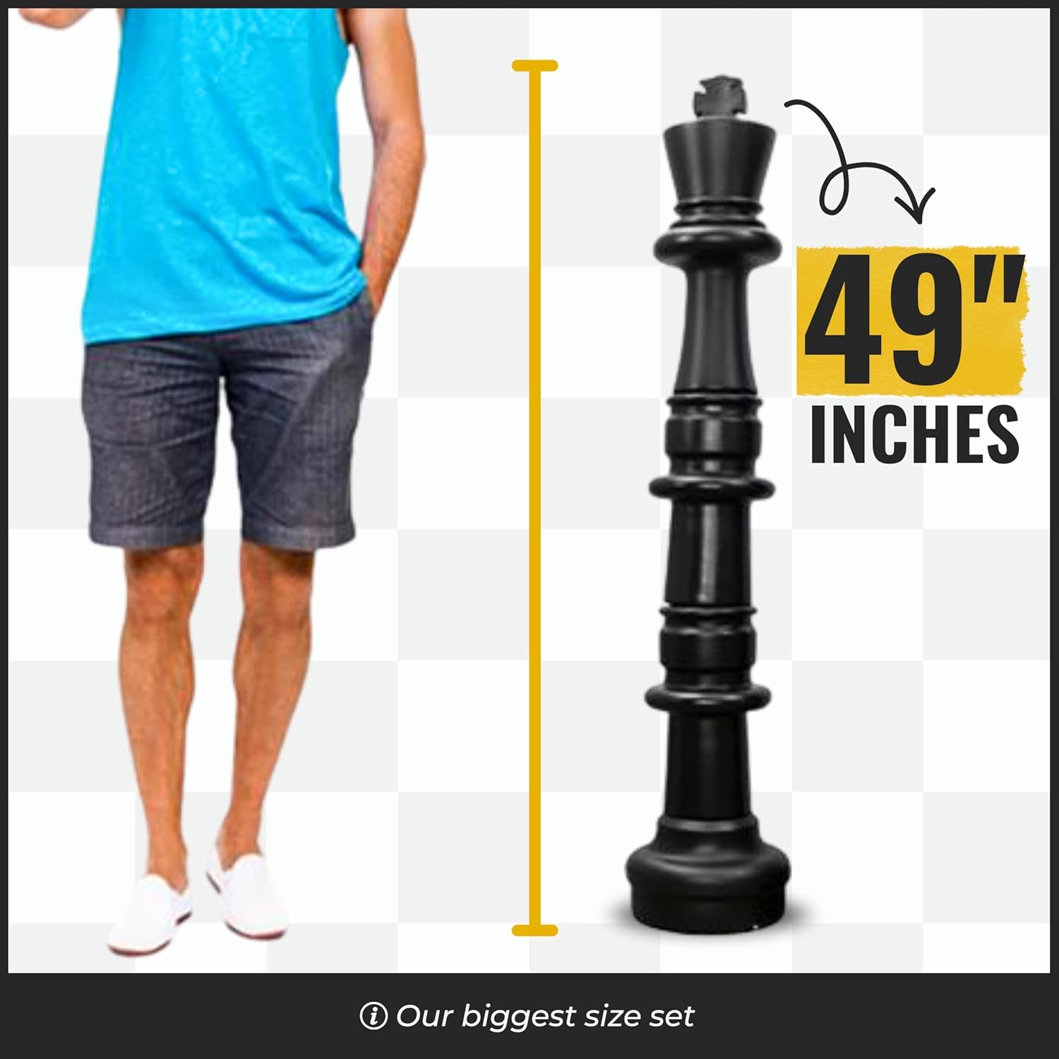 MegaChess Giant Chess Set Game with 49" Tall King - A Large Chess Set Yard Game for Families Looking for Outdoor Jumbo Games - 32 Large Pieces Made from Durable HDPE (Board Not Included)