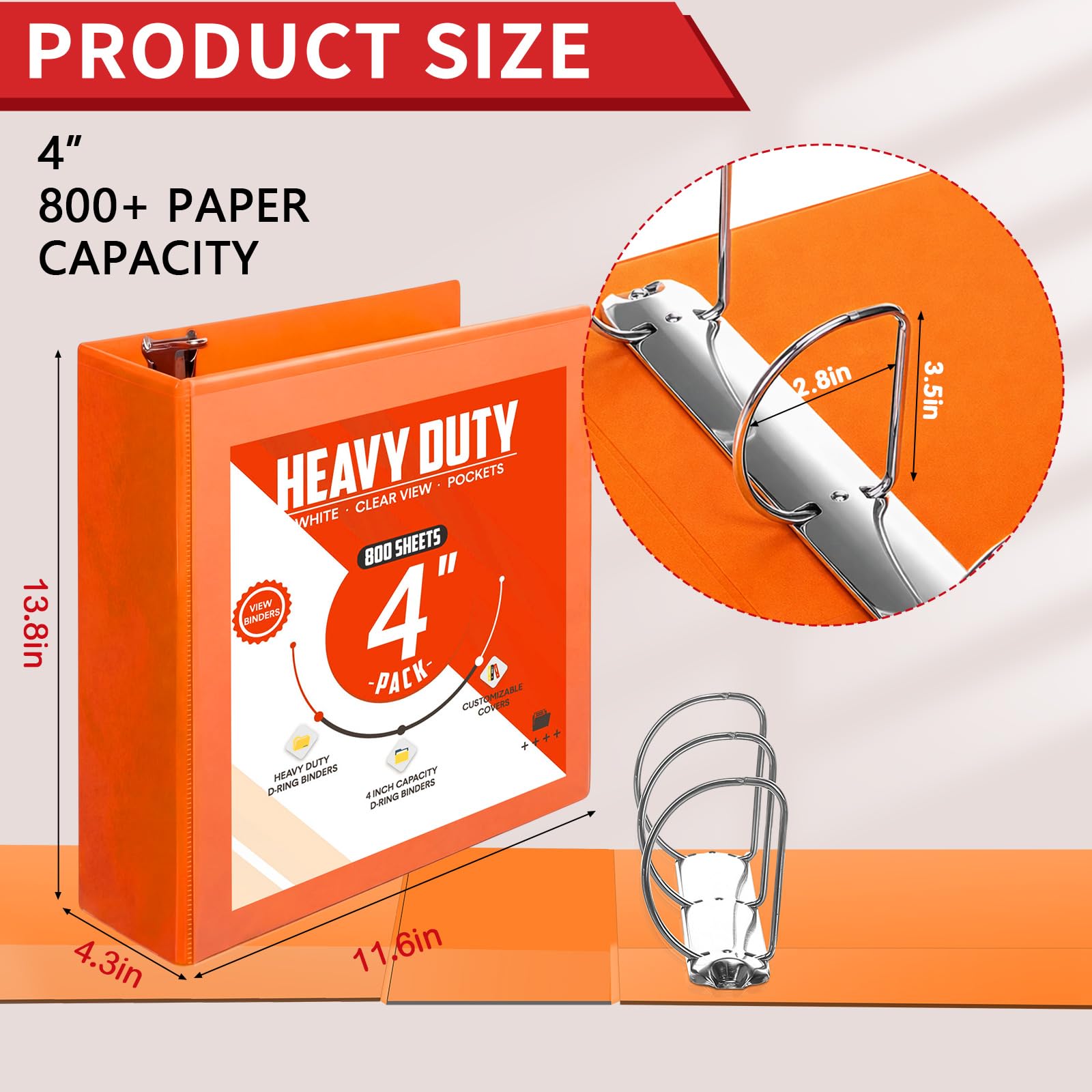 Sinload 8 raccoglitori a 3 anelli, capacità 10 cm, con tasche grandi, 21,6 x 27,9 cm, cartella per presentazioni, con copertina trasparente, per documenti, file, progetti, multicolore