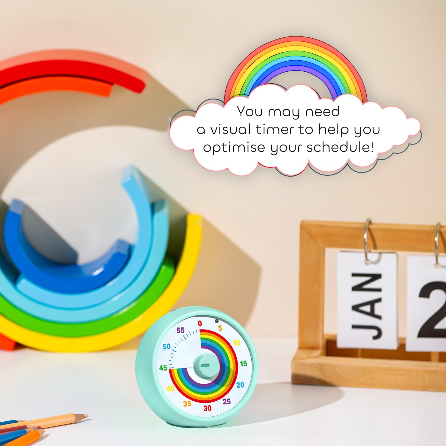 Visual Timer for Kids 60-Minute Countdown for Classroom Office Kitchen Desk Timer Kids Time Management Tools with Silent Operation - Image 2