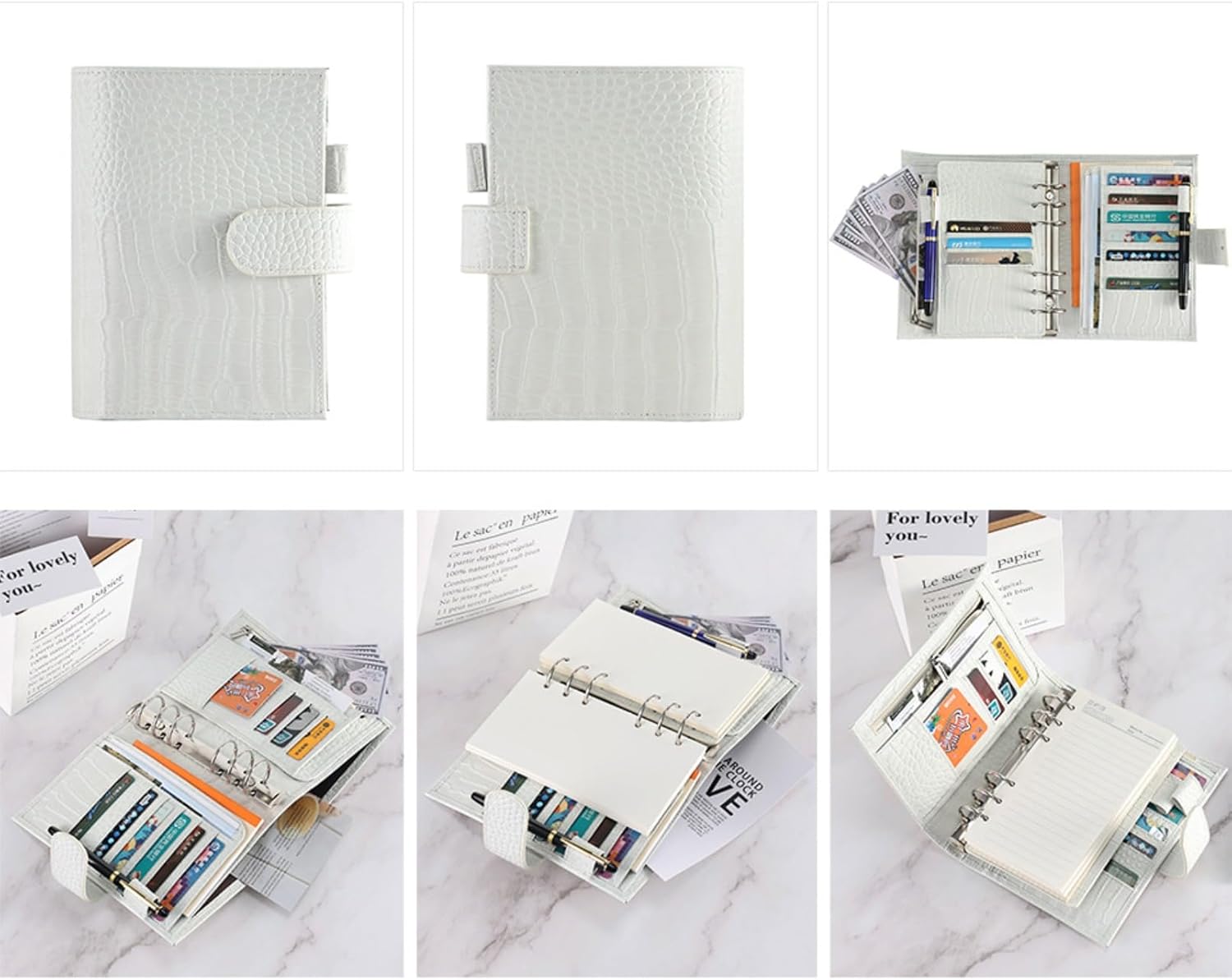 システム手帳 6リングバインダー 本革 多機能 カード収納 財布機能 ビジネス ギフト トップグレインレザー 調整可能ストラップ 大