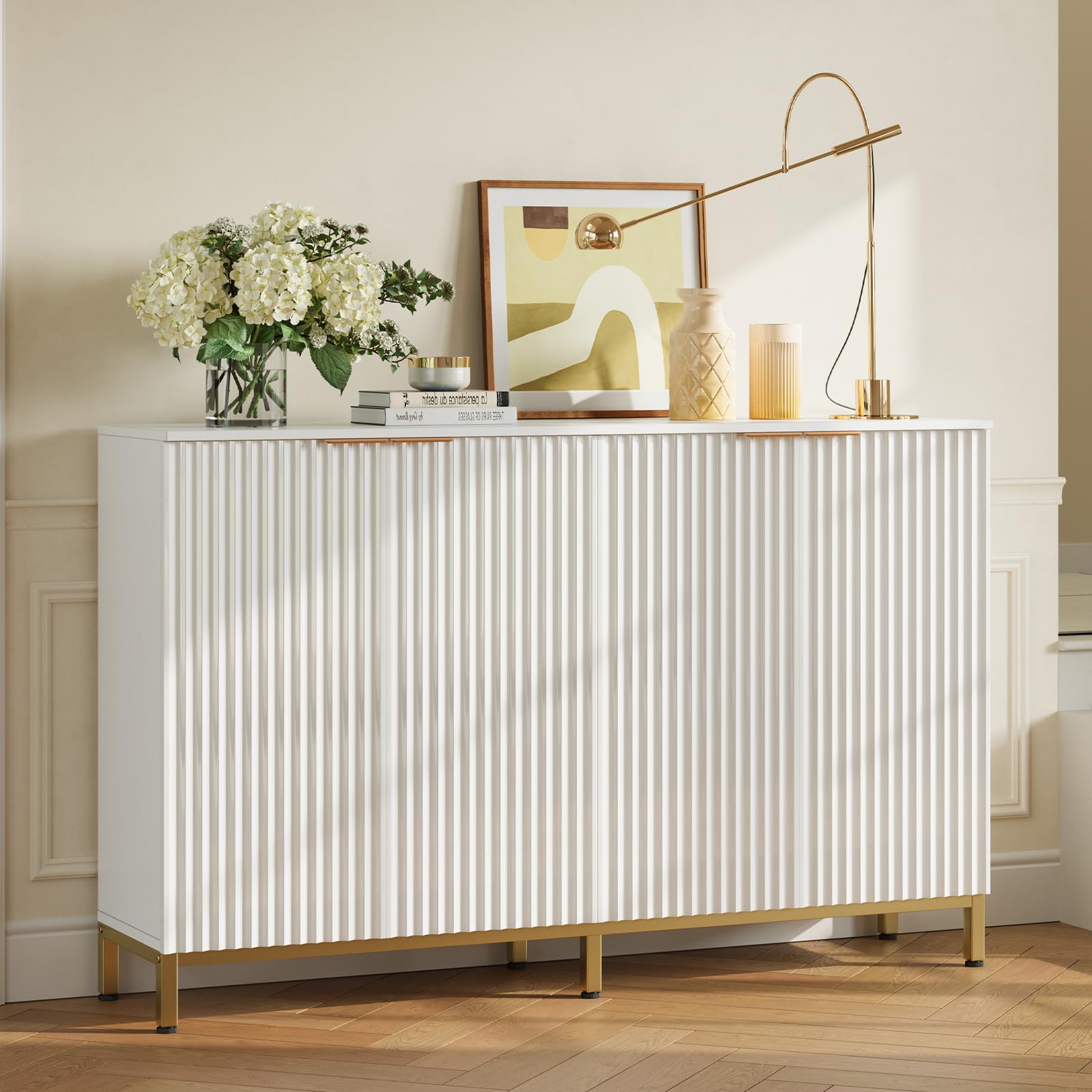 Amazon.com - Bestier Fluted Buffet Sideboard Cabinet with Power