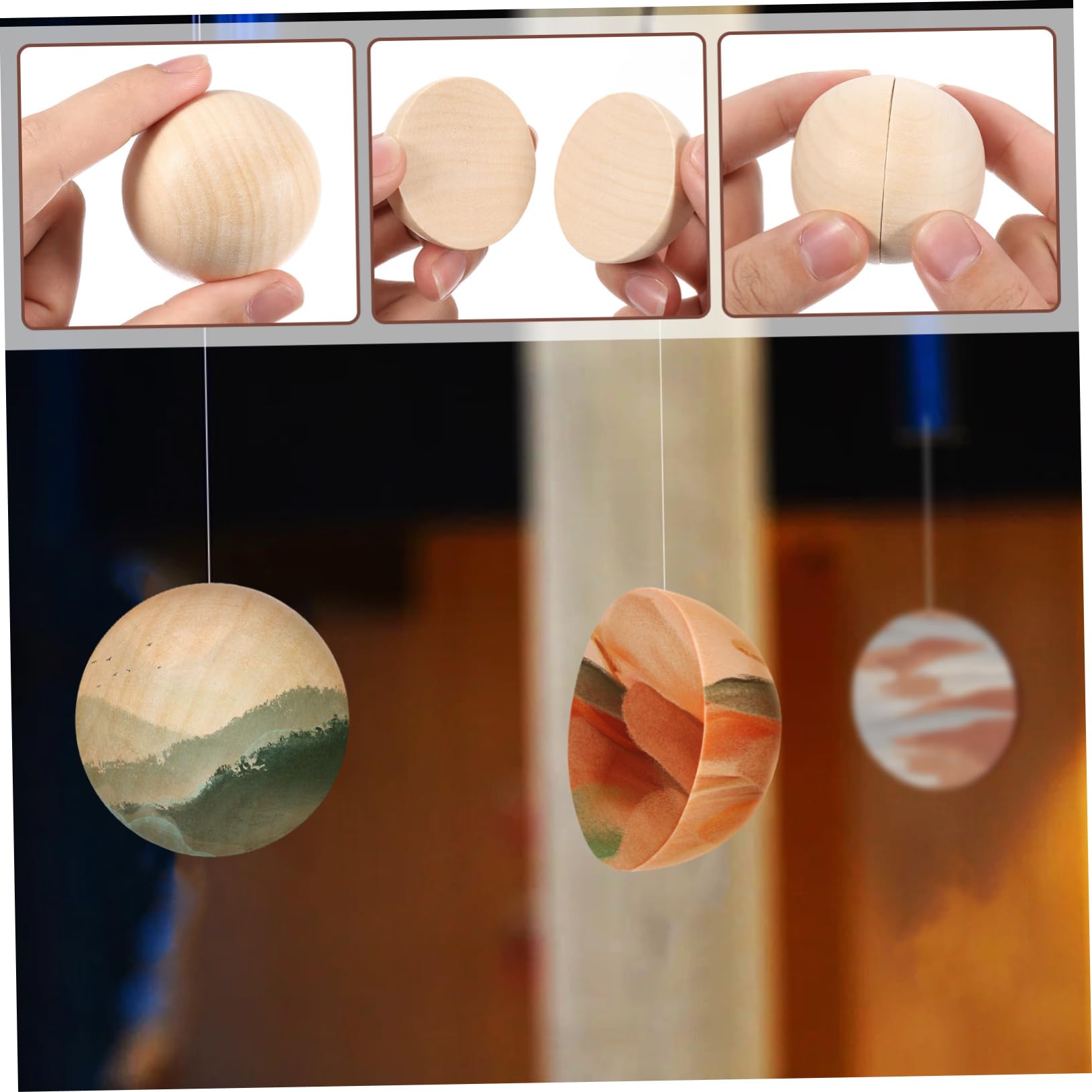 40 Medias Bolas de Madera sin Terminar, Superficie Lisa, 5cm, para Manualidades y Decoración, Fáciles de Pintar