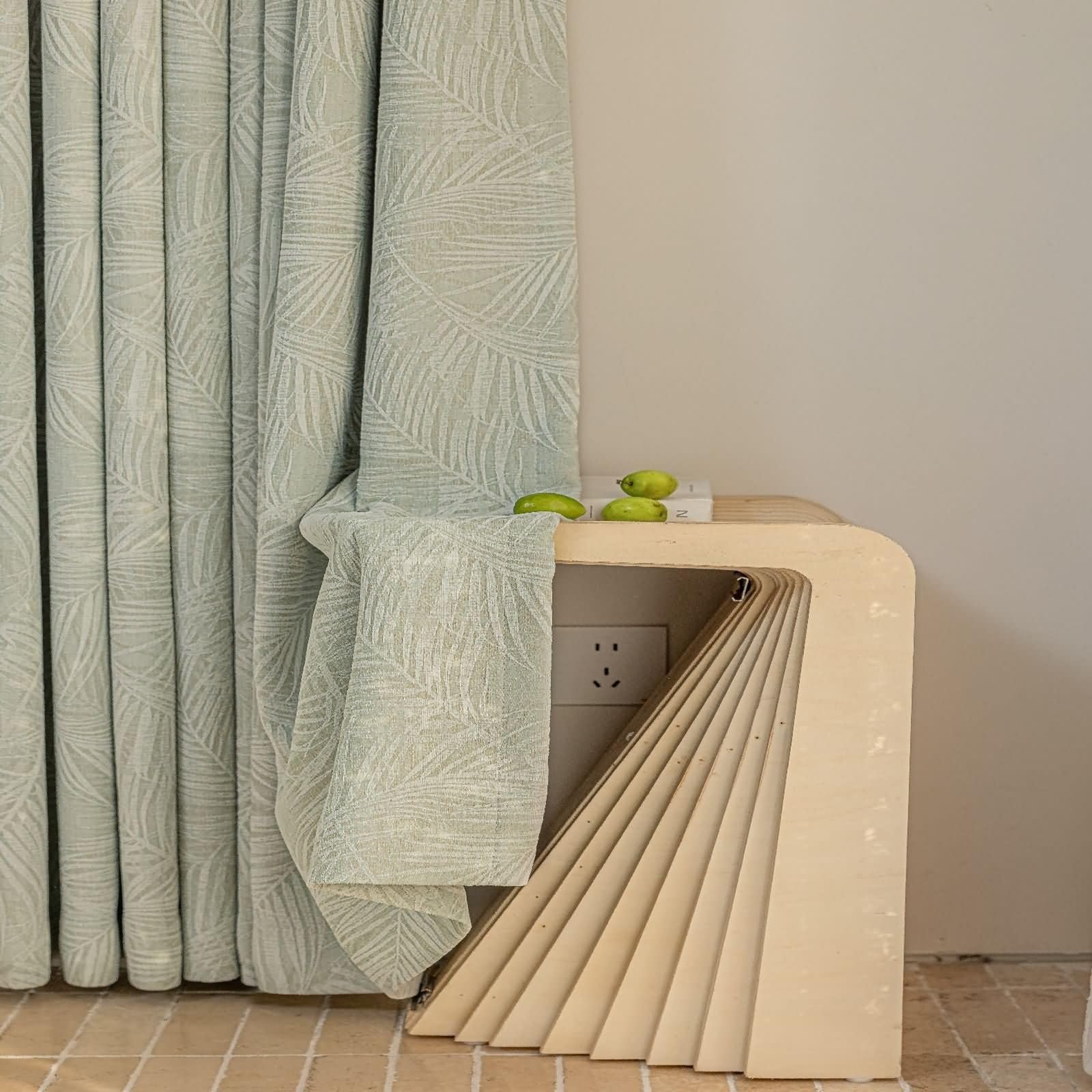 Rideau vert jacquard feuilles à œillet 96x160cm lot de 2