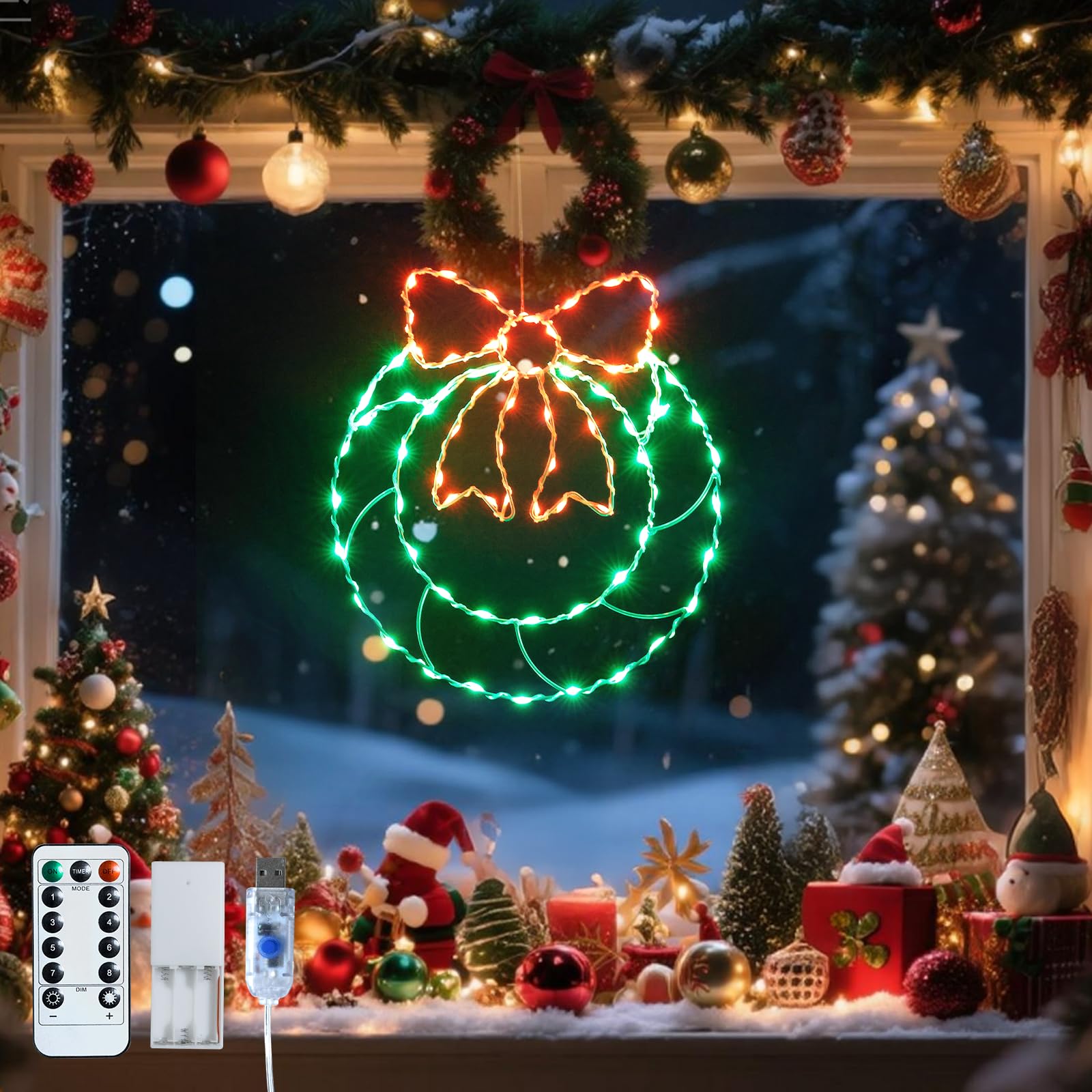 Guirlande LED étanche à piles avec programmateur et télécommande